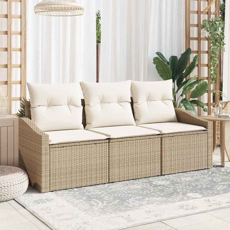 Vidaxl tuinbankenset 3 st beige en wit poly rattan