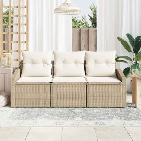 Vidaxl tuinbankenset 3 st beige en wit poly rattan