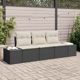 Vidaxl tuinbankenset 3 st zwart en crème poly rattan