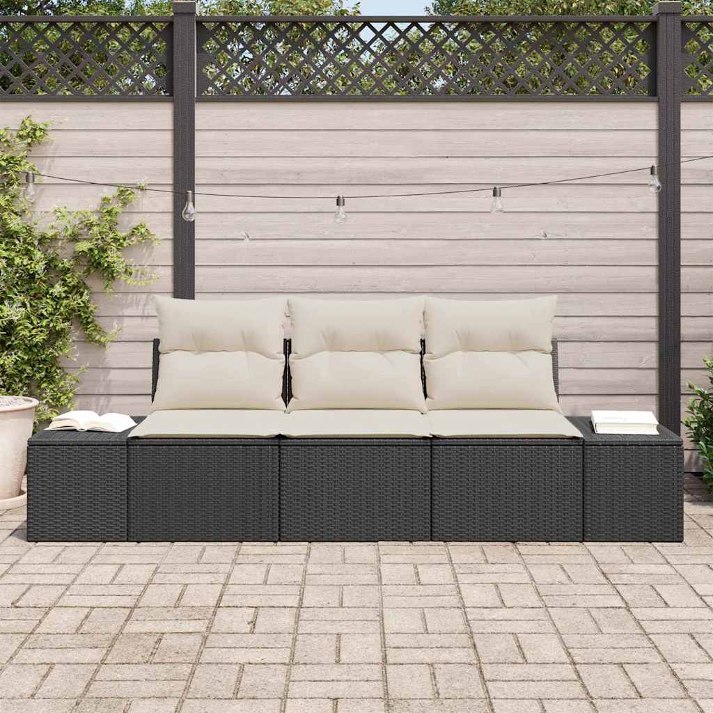 Vidaxl tuinbankenset 3 st zwart en crème poly rattan