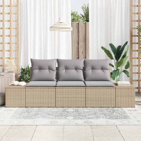 Vidaxl tuinbankenset 3 st beige en licht grijs poly rattan