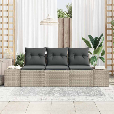 Vidaxl tuinbankenset 3 st lichtgrijs poly rattan