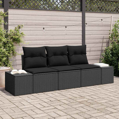 Vidaxl tuinbankenset 3 st zwart poly rattan