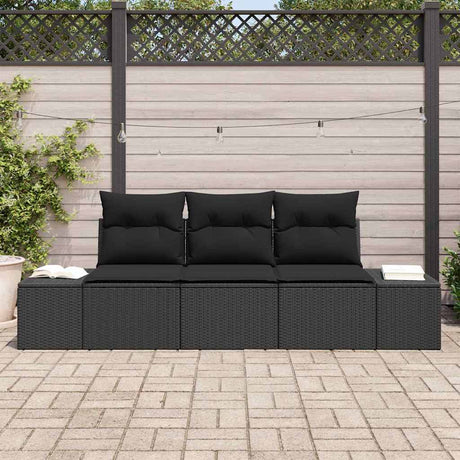 Vidaxl tuinbankenset 3 st zwart poly rattan