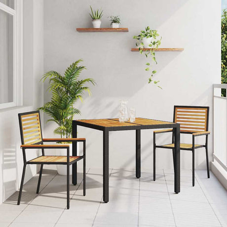 Vidaxl tuin eettafelset 3 st zwart en bruin poly rattan