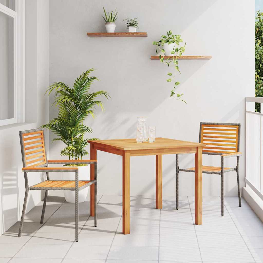 Vidaxl tuin eettafelset 3 st grijs massief acaciahout