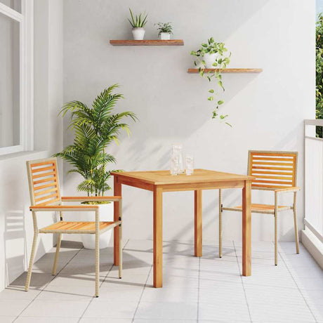 Vidaxl tuin eettafelset 3 st beige massief acaciahout