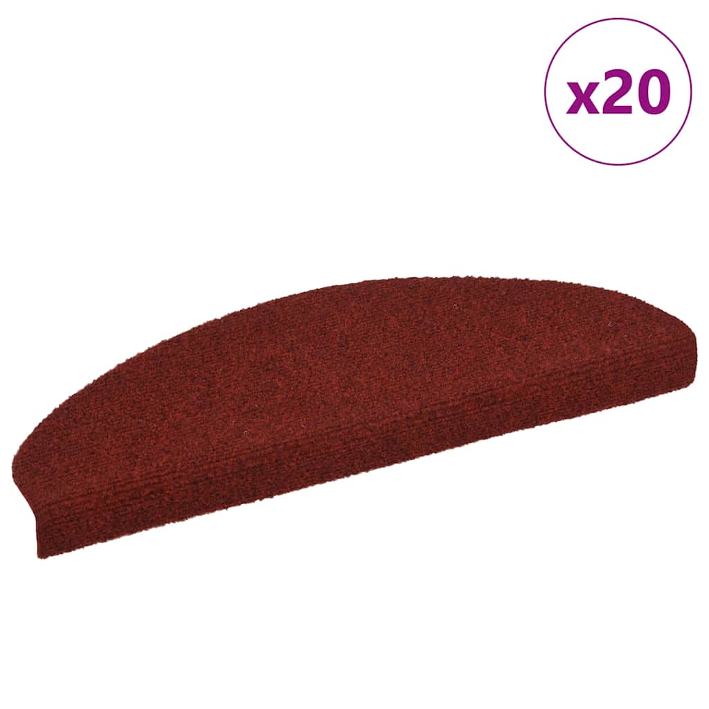 Vidaxl trapmatten zelfklevend 20 stuks 65x21x4 cm bordeaux rood halfrond groot
