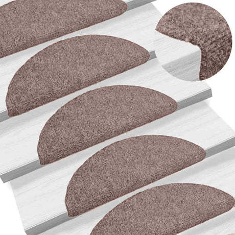 Vidaxl trapmatten zelfklevend 30 stuks 65x21x4 cm lichtbruin halfrond groot