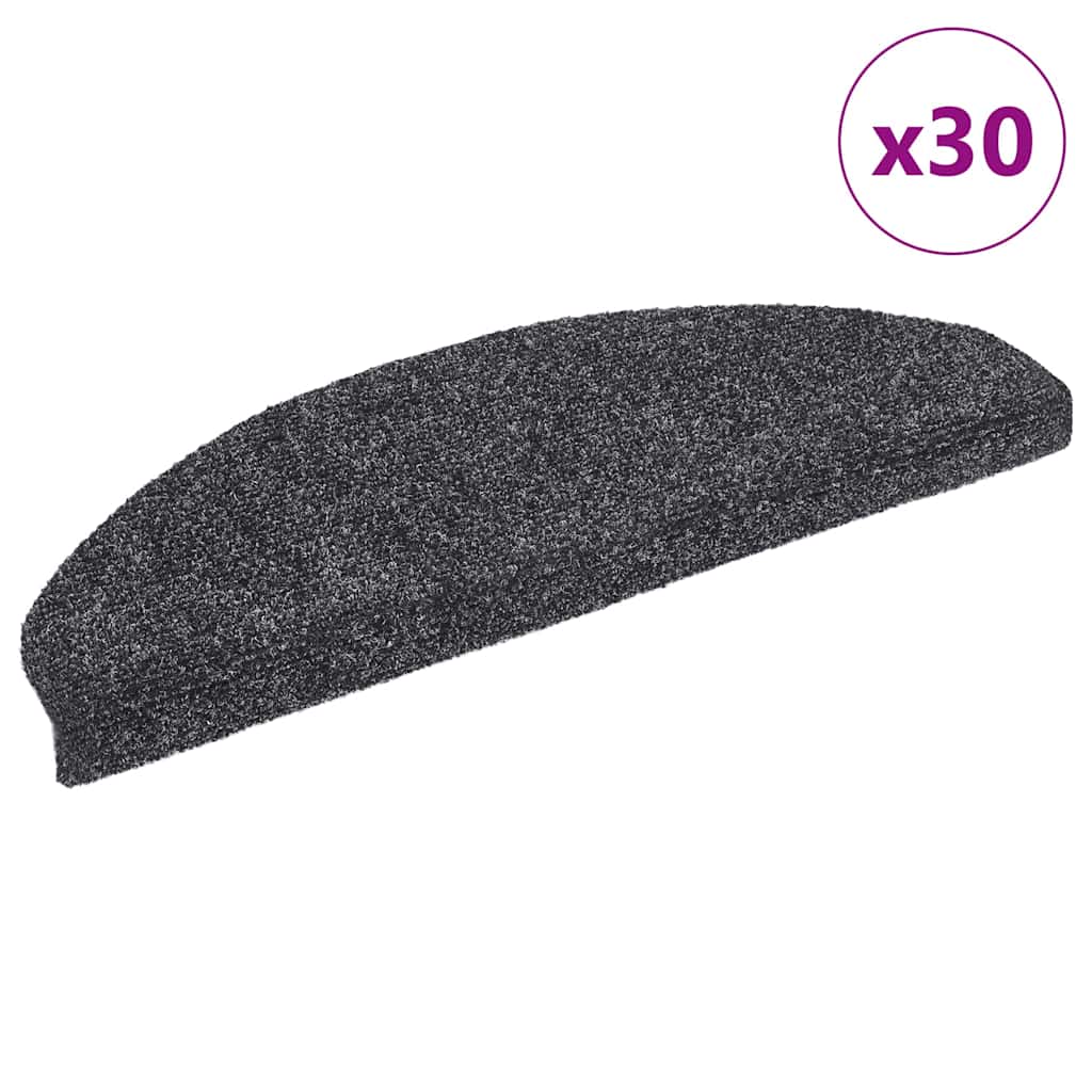 Vidaxl trapmatten zelfklevend 30 stuks 65x21x4 cm donkergrijs halfrond groot