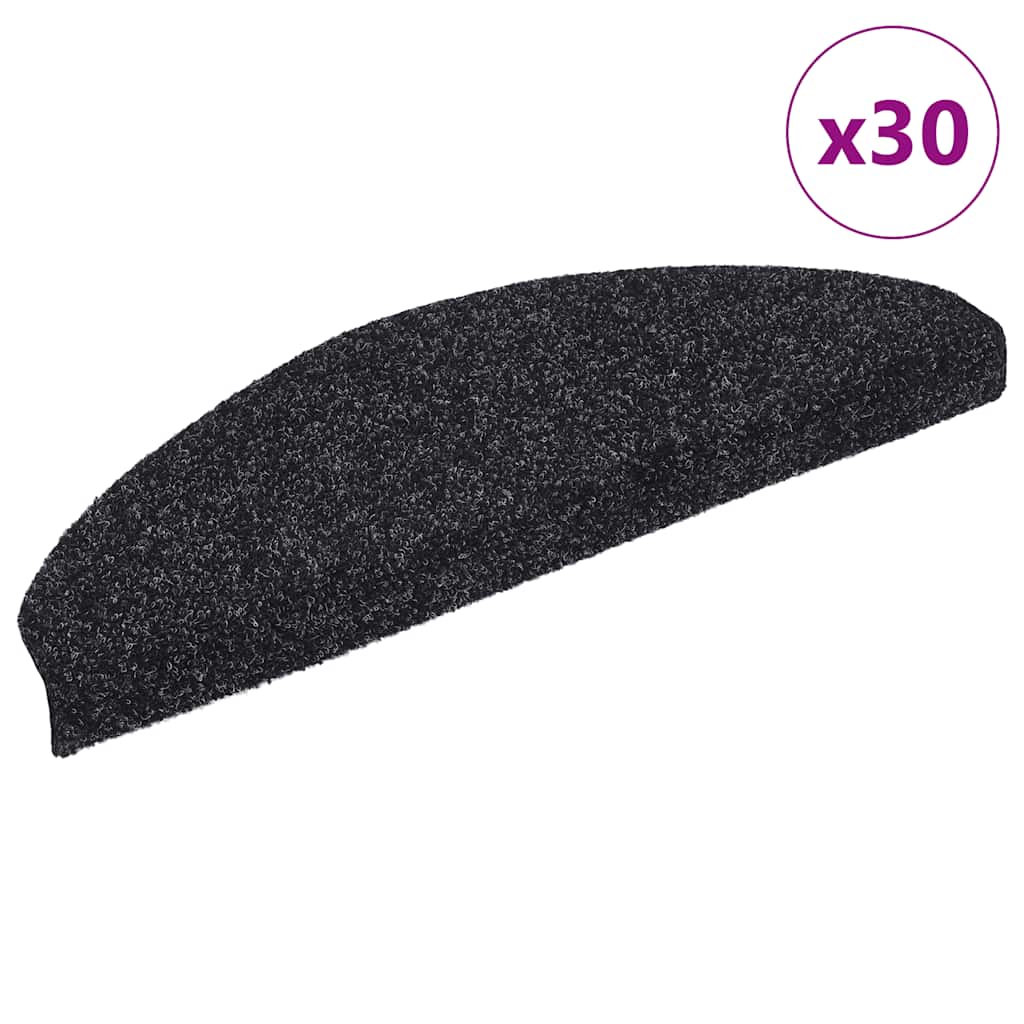 Vidaxl trapmatten zelfklevend 30 stuks 65x21x4 cm zwart halfrond groot
