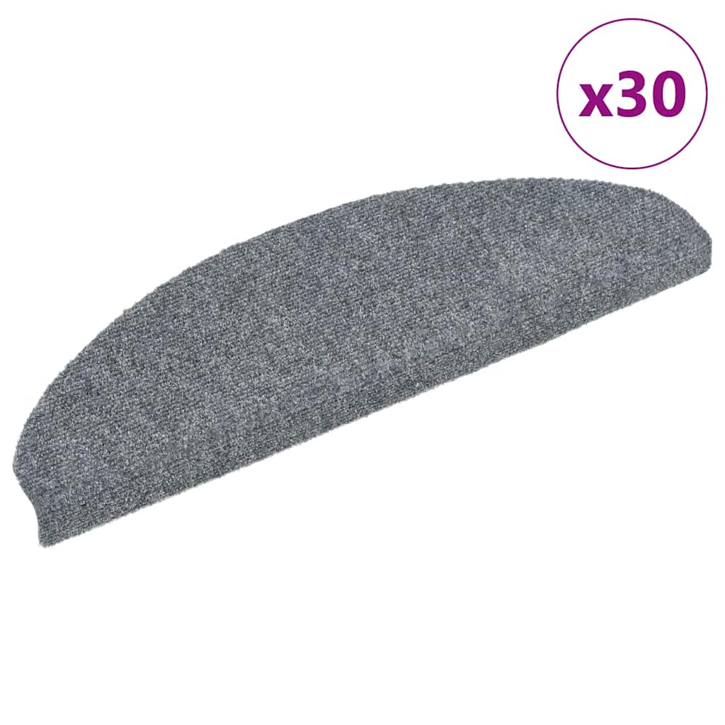 Vidaxl trapmatten zelfklevend 30 stuks 65x21x4 cm lichtgrijs halfrond groot