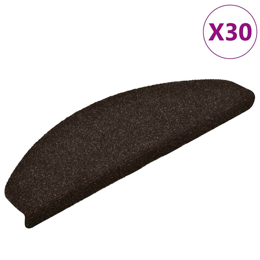 Vidaxl trapmatten zelfklevend 30 stuks 65x21x4 cm donkerbruin halfrond groot