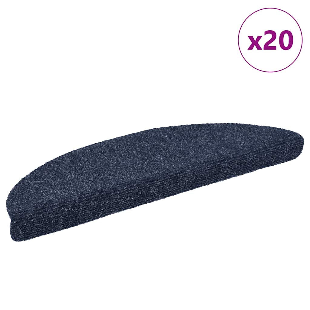 Vidaxl trapmatten zelfklevend 20 stuks 56x17x3 cm blauw halfrond