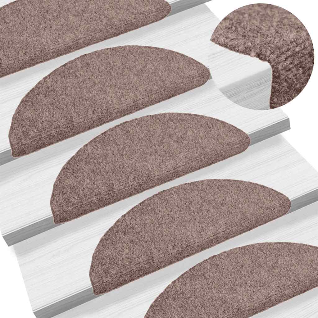 Vidaxl trapmatten zelfklevend 30 stuks 56x17x3 cm lichtbruin halfrond