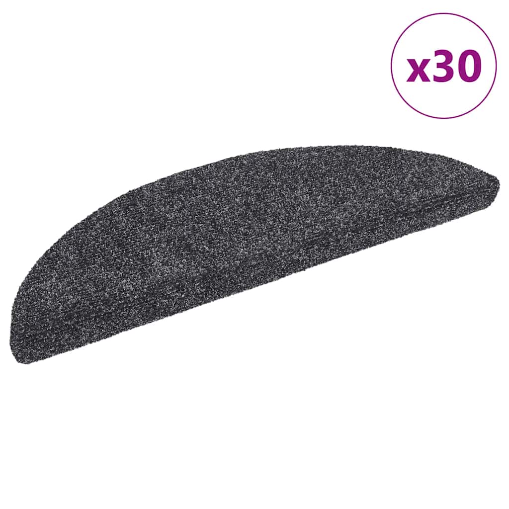 Vidaxl trapmatten zelfklevend 30 stuks 56x17x3 cm donkergrijs halfrond
