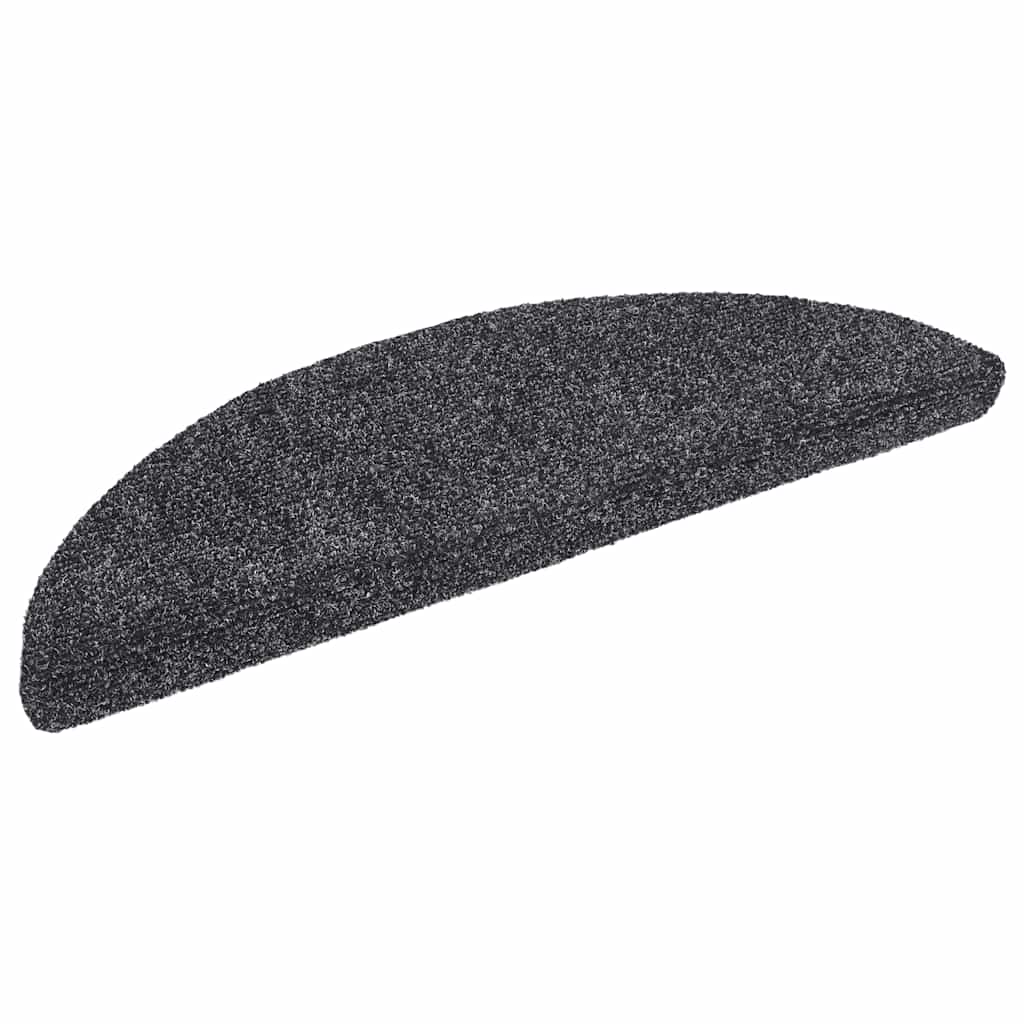 Vidaxl trapmatten zelfklevend 30 stuks 56x17x3 cm donkergrijs halfrond