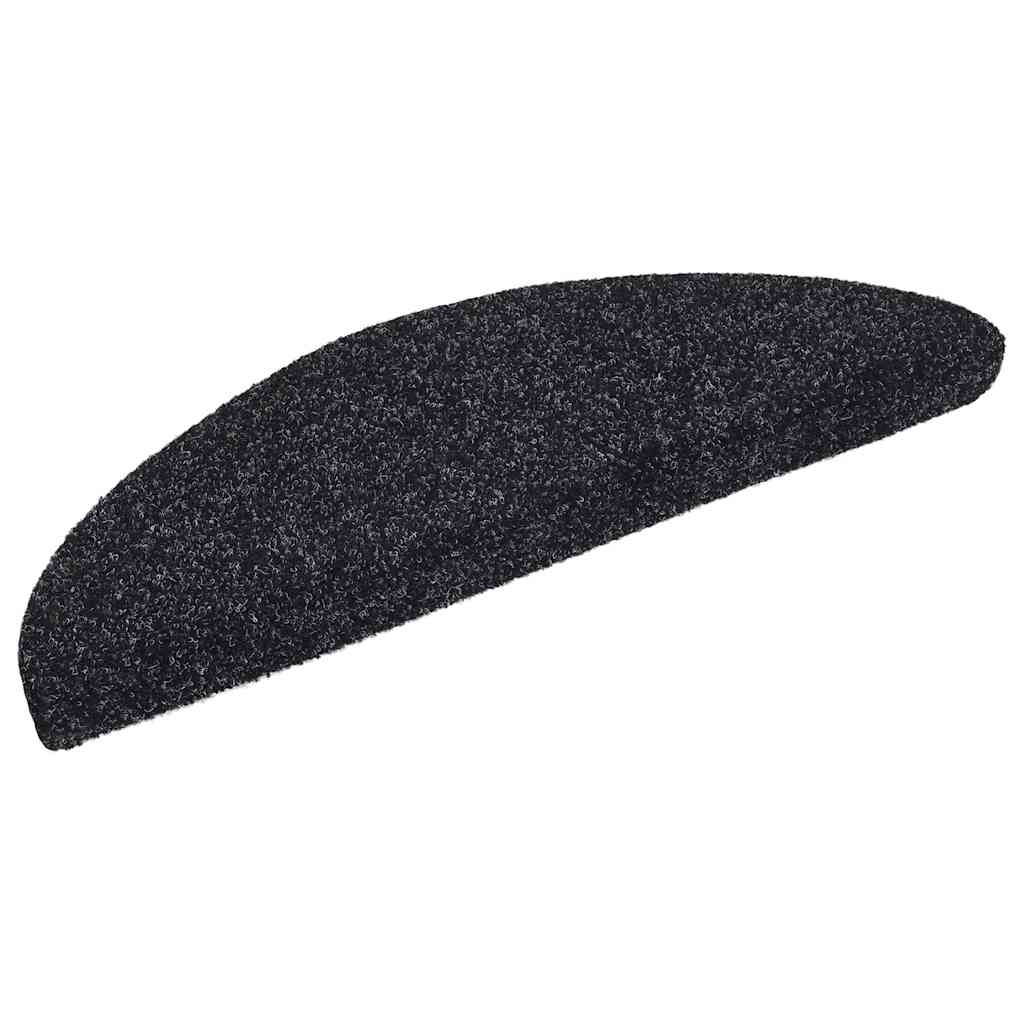 Vidaxl trapmatten zelfklevend 30 stuks 56x17x3 cm zwart halfrond