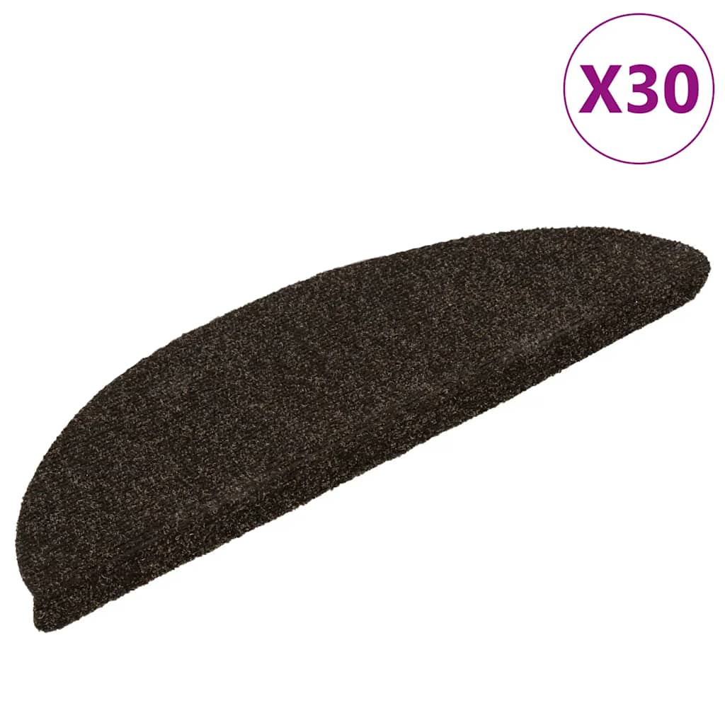 Vidaxl trapmatten zelfklevend 30 stuks 56x17x3 cm donkerbruin halfrond