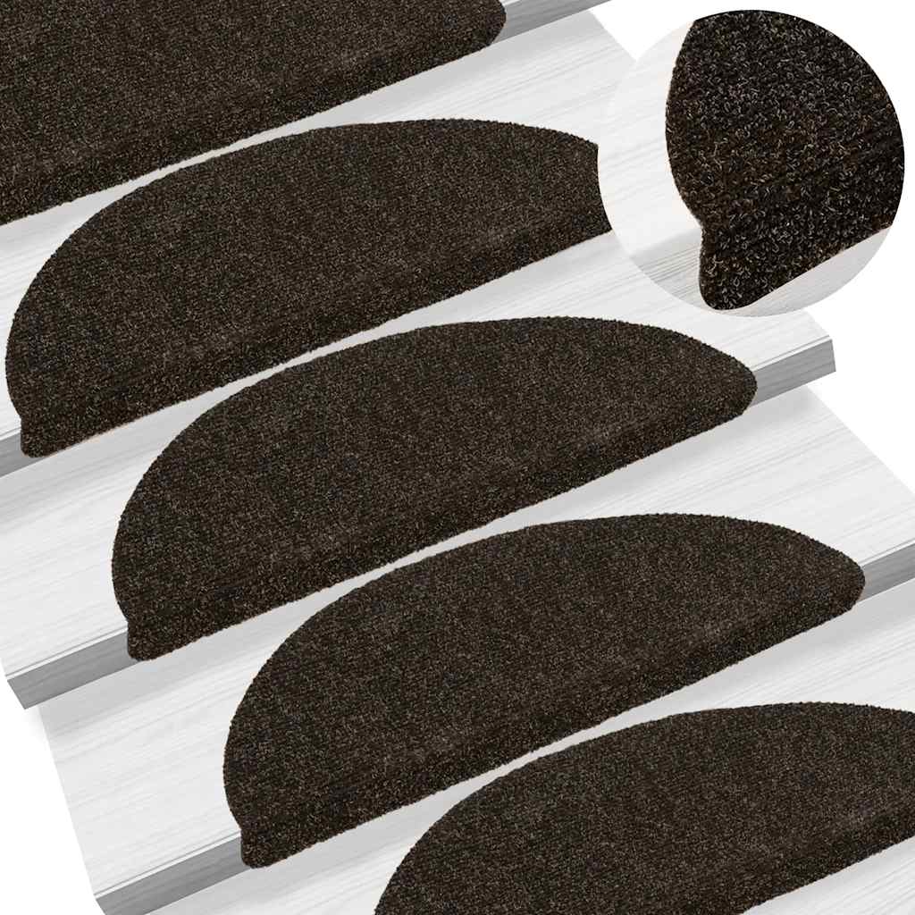Vidaxl trapmatten zelfklevend 30 stuks 56x17x3 cm donkerbruin halfrond