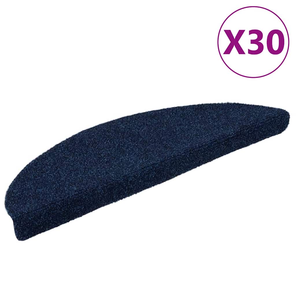 Vidaxl trapmatten zelfklevend 30 stuks 56x17x3 cm marineblauw halfrond