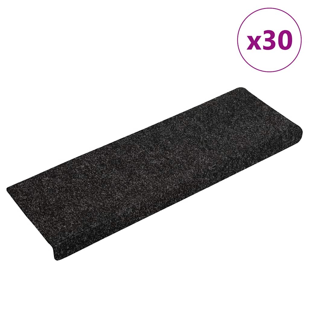 Vidaxl trapmatten zelfklevend 30 stuks 65x21x4 cm zwart rechthoekige rand