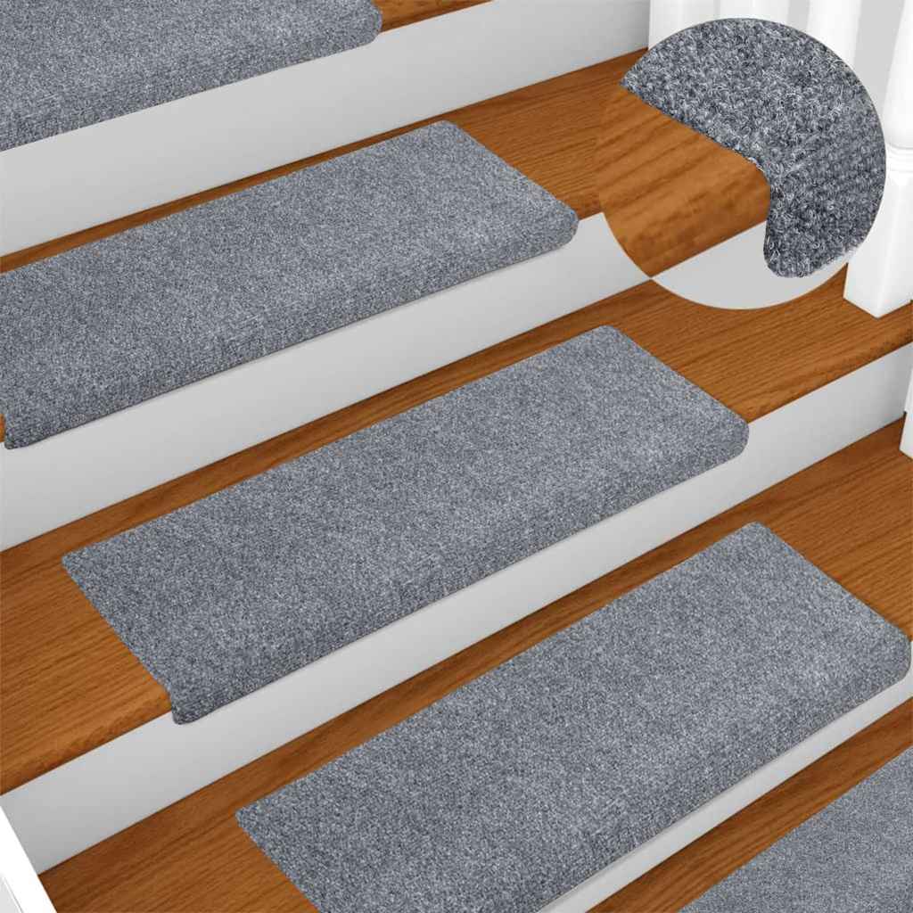 Vidaxl trapmatten zelfklevend 30 stuks 65x21x4 cm lichtgrijs rechthoekige rand