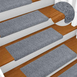 Vidaxl trapmatten zelfklevend 30 stuks 65x21x4 cm lichtgrijs rechthoekige rand