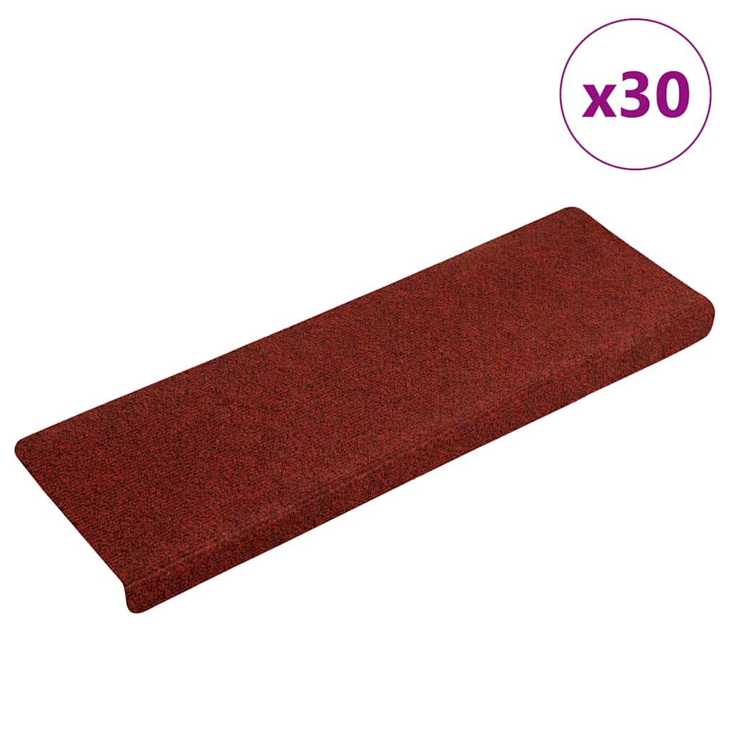 Vidaxl trapmatten zelfklevend 30 stuks 65x21x4 cm bordeaux rood rechthoekige rand