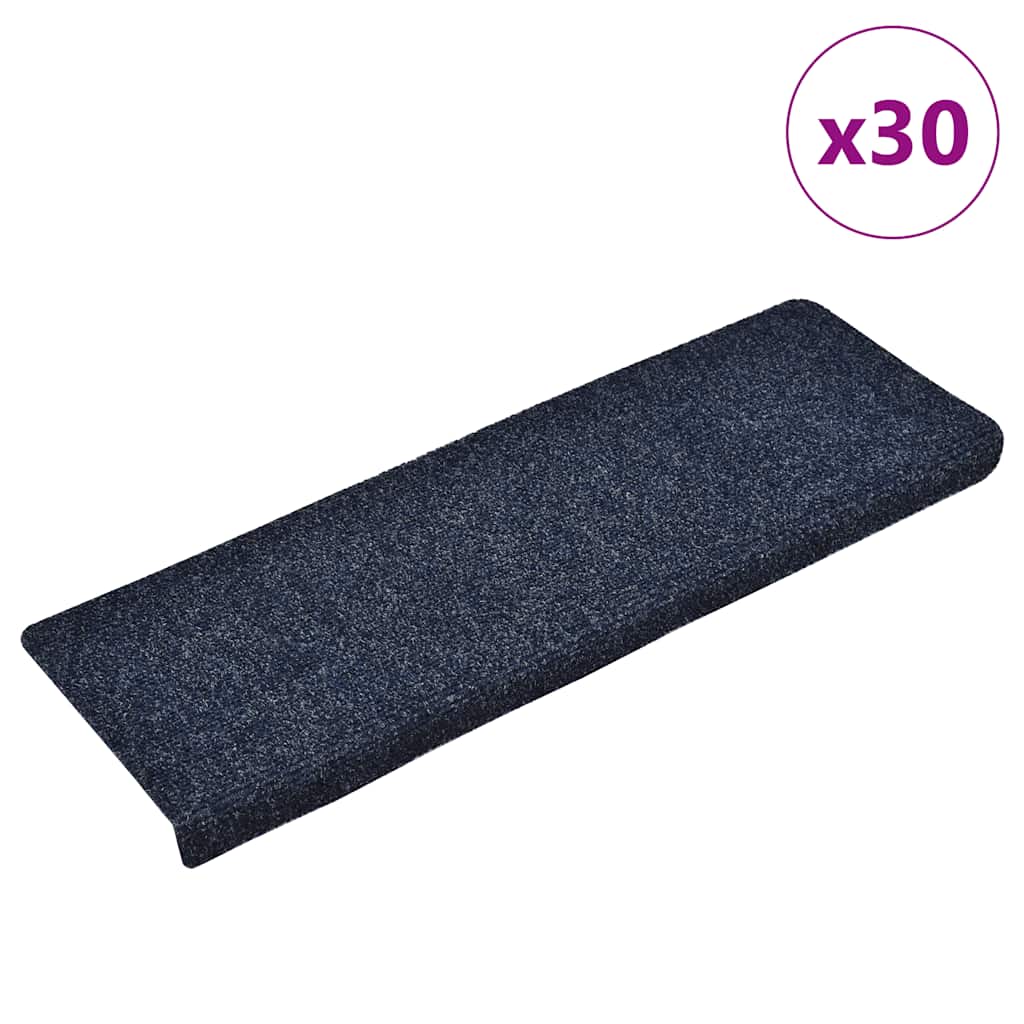 Vidaxl trapmatten zelfklevend 30 stuks 65x21x4 cm blauw rechthoekige rand