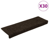Vidaxl trapmatten zelfklevend 30 stuks 65x21x4 cm donkerbruin rechthoekige rand