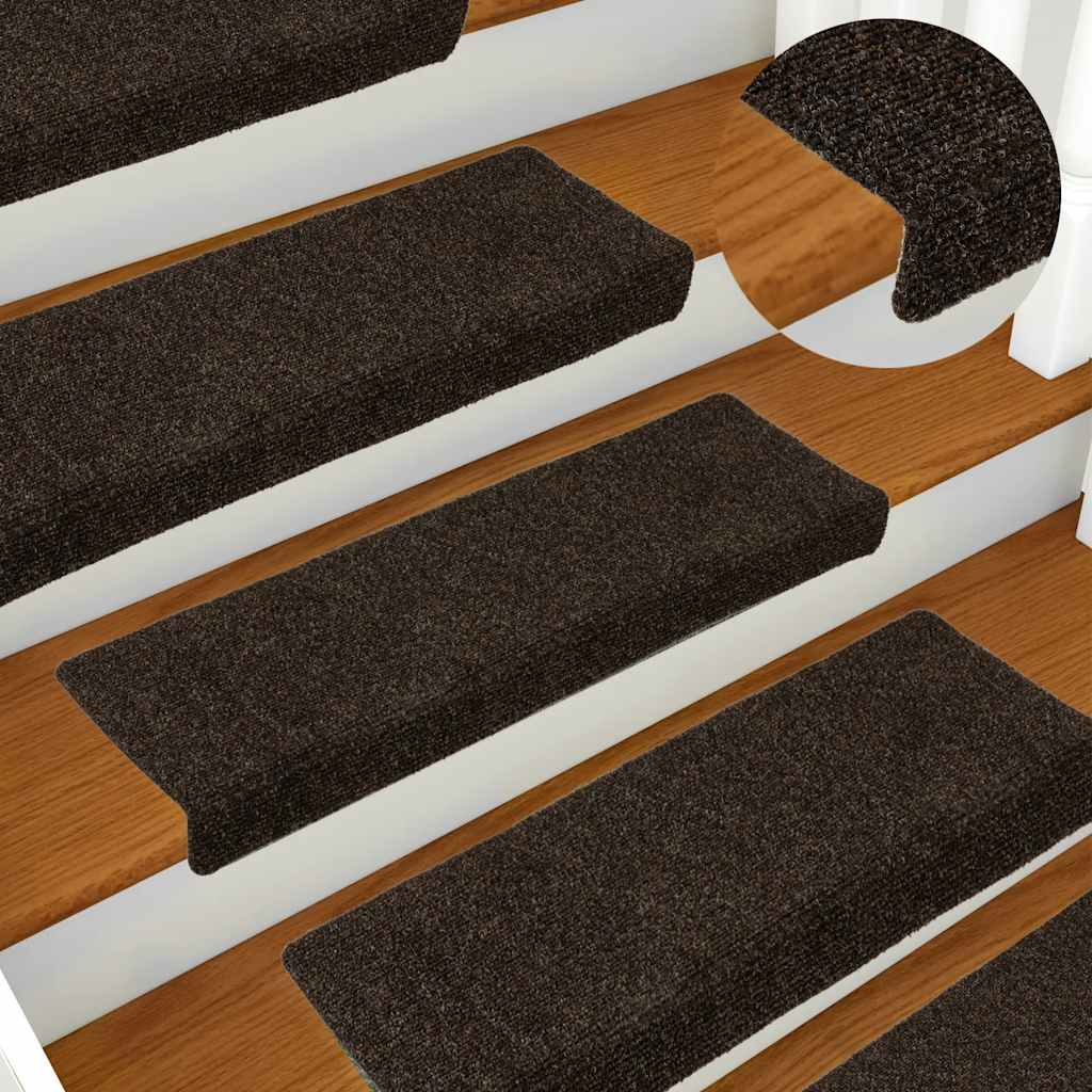Vidaxl trapmatten zelfklevend 30 stuks 65x21x4 cm donkerbruin rechthoekige rand