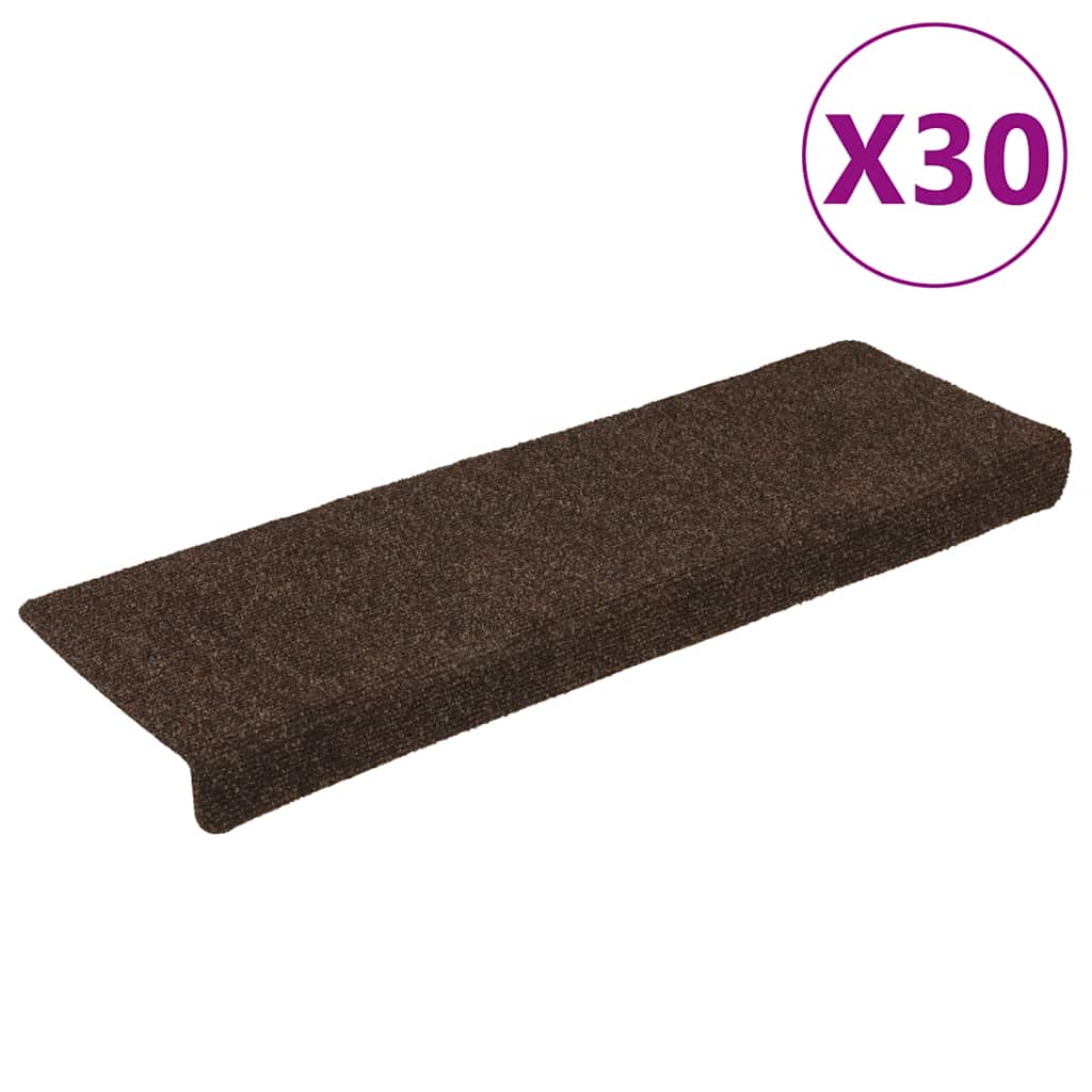 Vidaxl trapmatten zelfklevend 30 stuks 65x21x4 cm bruin rechthoekige rand