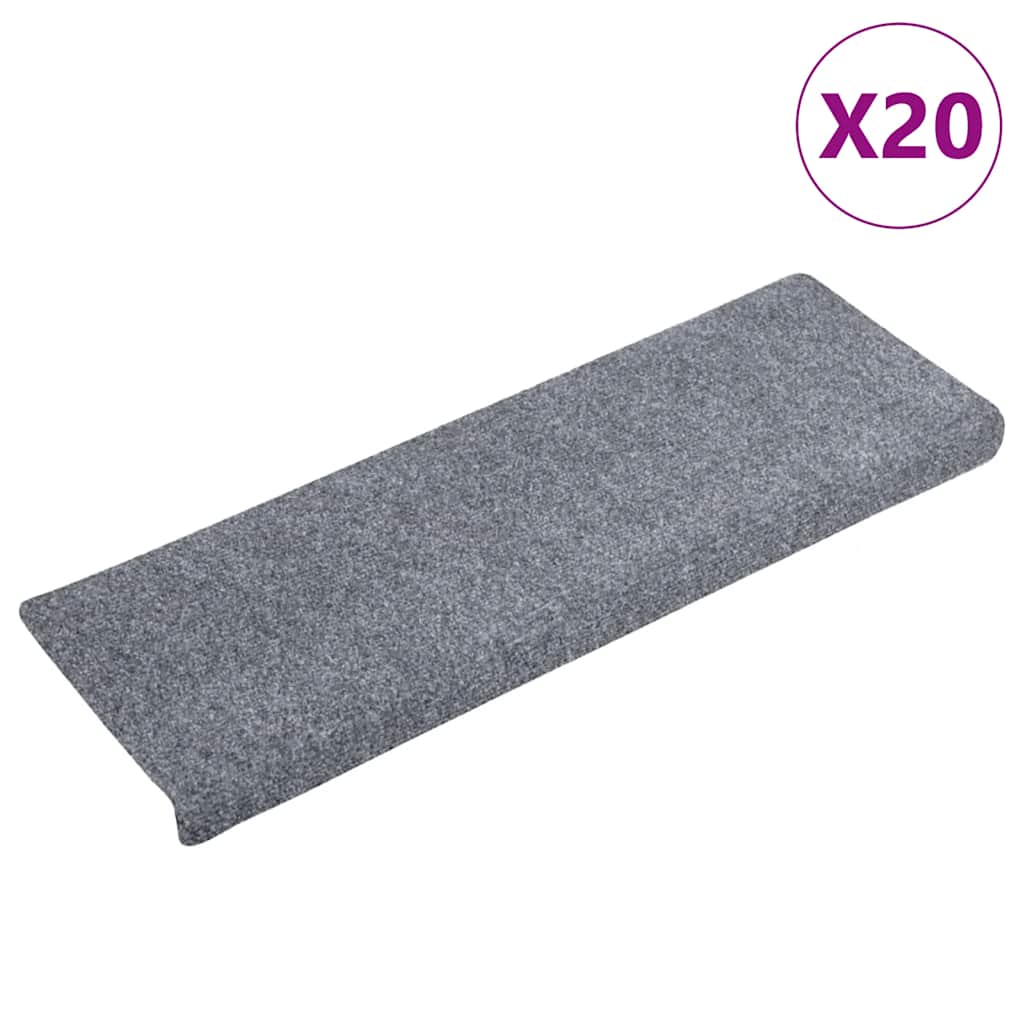 Vidaxl trapmatten zelfklevend 20 stuks 65x21x4 cm lichtgrijs rechthoekige rand