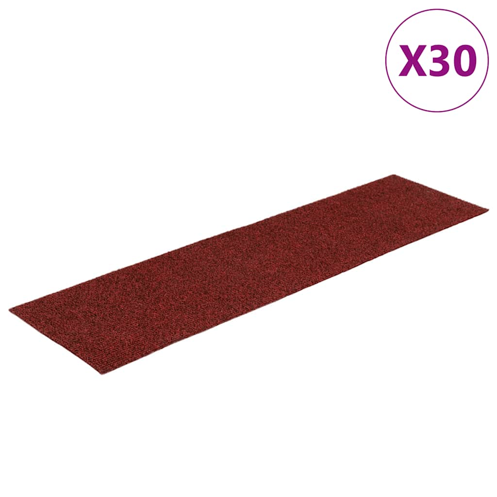 Vidaxl trapmatten zelfklevend 30 stuks 76x20 cm bordeaux rood rechthoekig