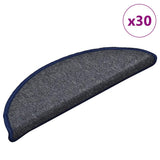 Vidaxl trapmatten 30 st 56x17x3 cm donkergrijs en blauw halfrond