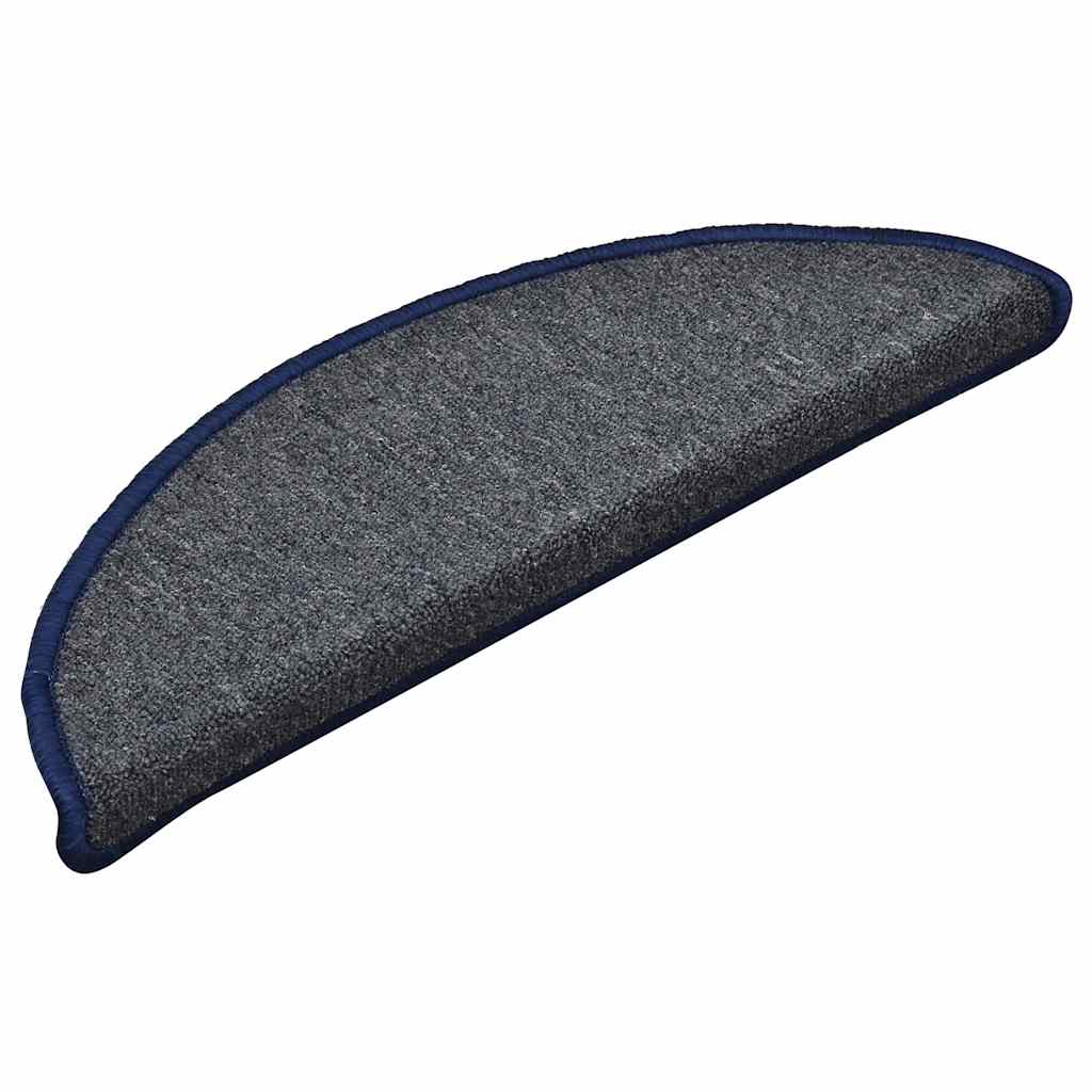 Vidaxl trapmatten 30 st 56x17x3 cm donkergrijs en blauw halfrond