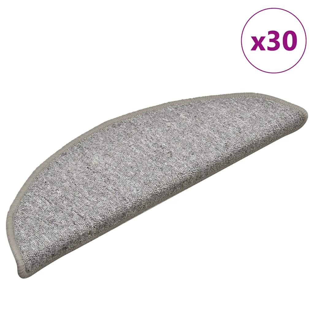 Vidaxl trapmatten 30 st 56x17x3 cm lichtgrijs halfrond