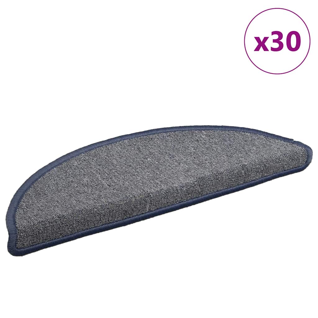 Vidaxl trapmatten 30 st 56x17x3 cm lichtgrijs en blauw halfrond