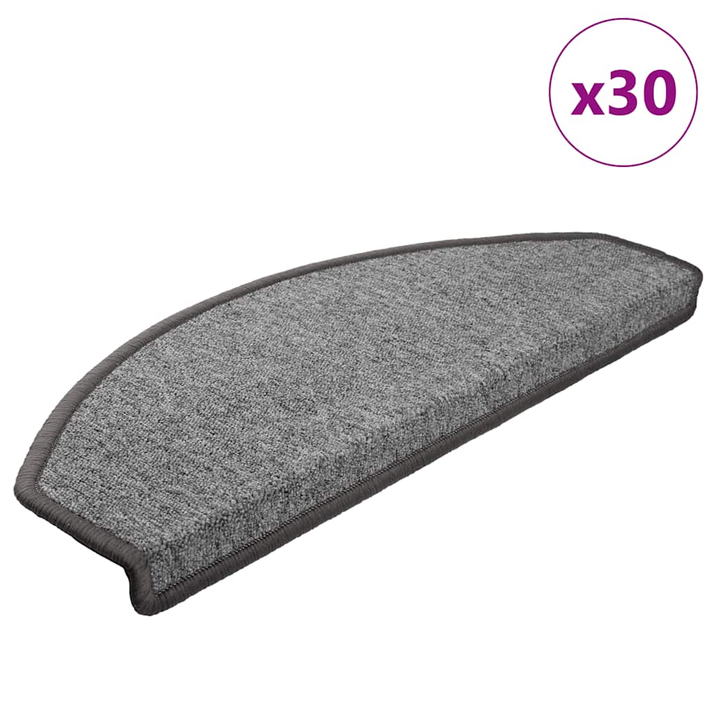 Vidaxl trapmatten 30 st 65x24x4 cm donkergrijs halfrond groot