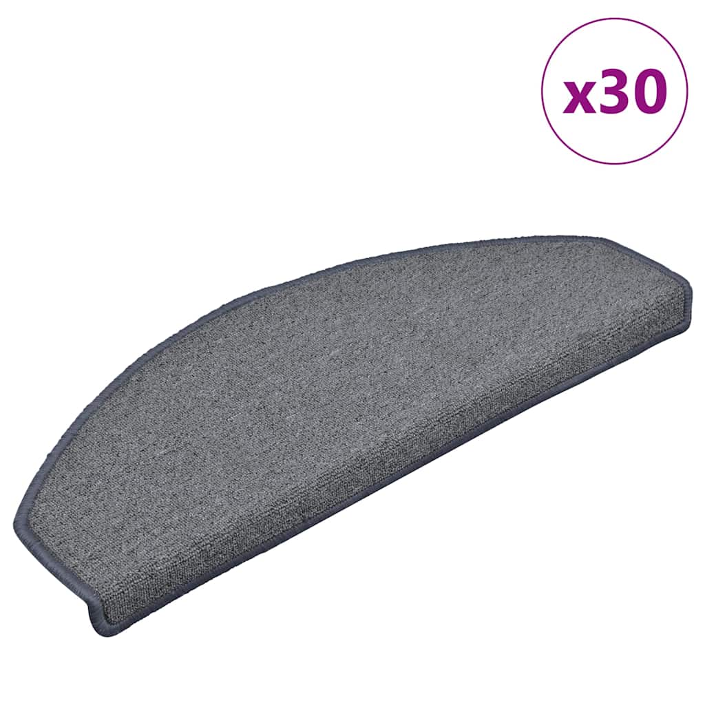 Vidaxl trapmatten 30 st 65x24x4 cm lichtgrijs en blauw halfrond groot