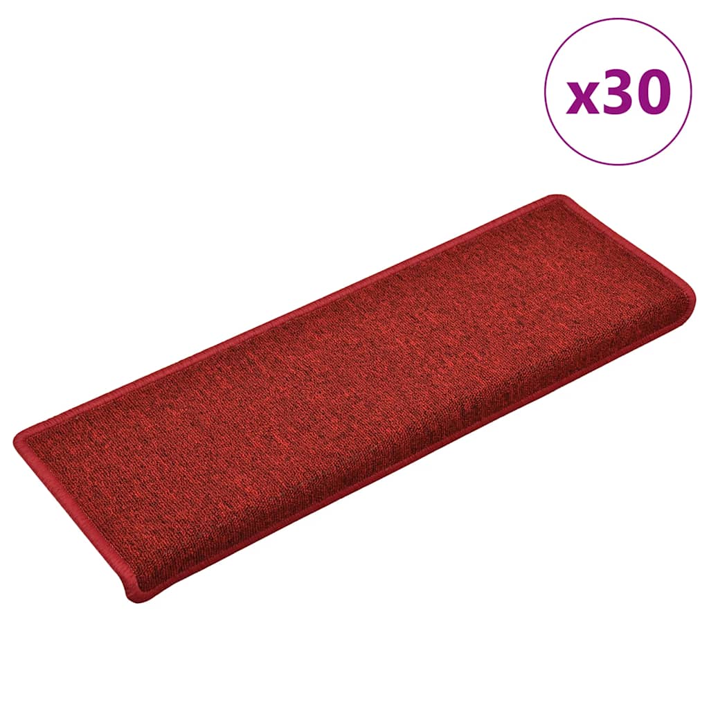 Vidaxl trapmatten 30 st 65x21x4 cm röd rechthoekige rand