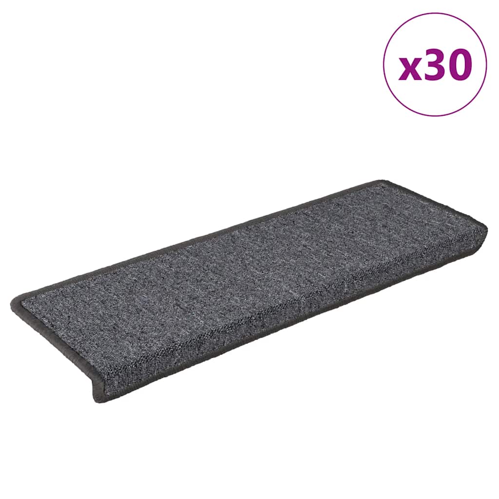 Vidaxl trapmatten 30 st 65x21x4 cm donkergrijs rechthoekige rand