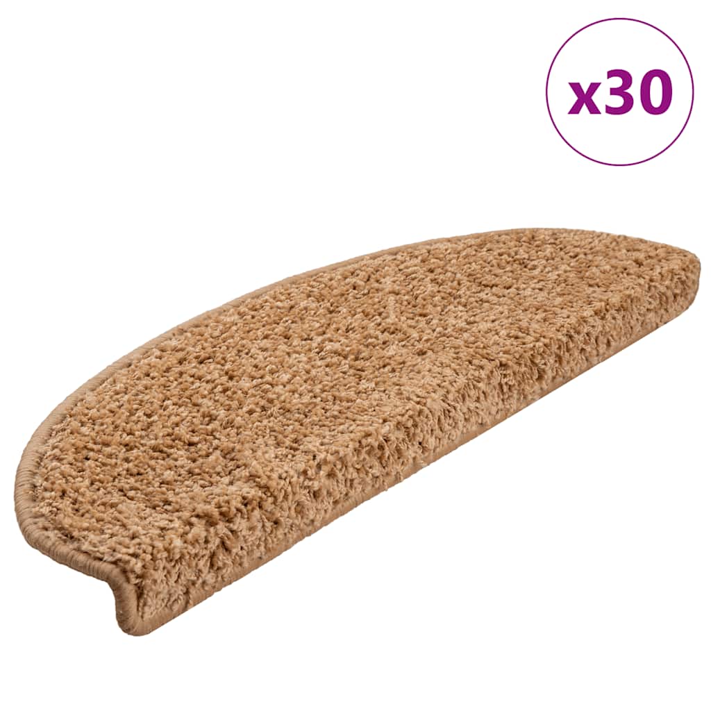 Vidaxl trapmatten 30 st 65x21x4 cm beige halfrond groot