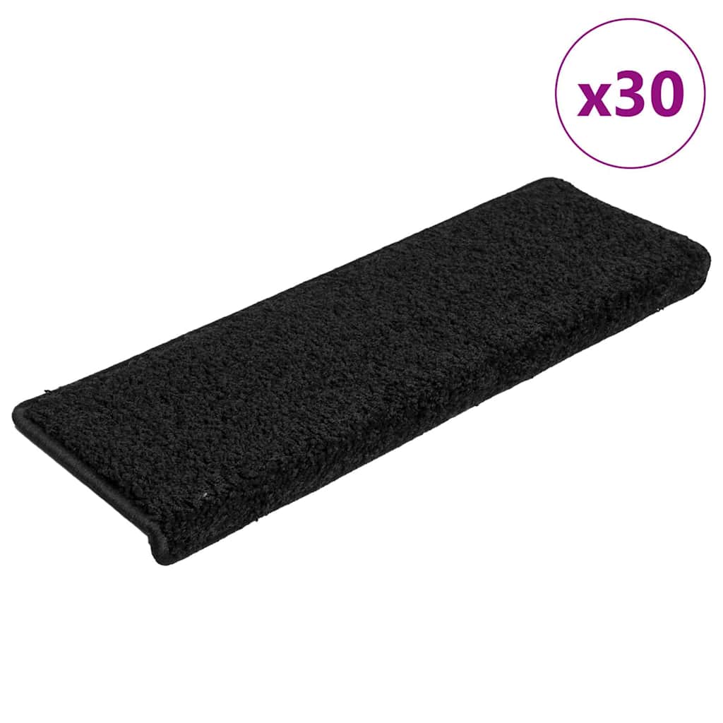 Vidaxl trapmatten 30 st 65x21x4 cm zwart rechthoekige rand
