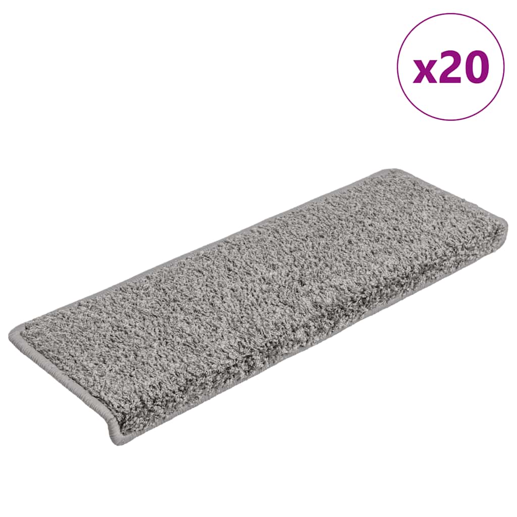 Vidaxl trapmatten 20 stuks 65x21x4 cm grijs rechthoekige rand