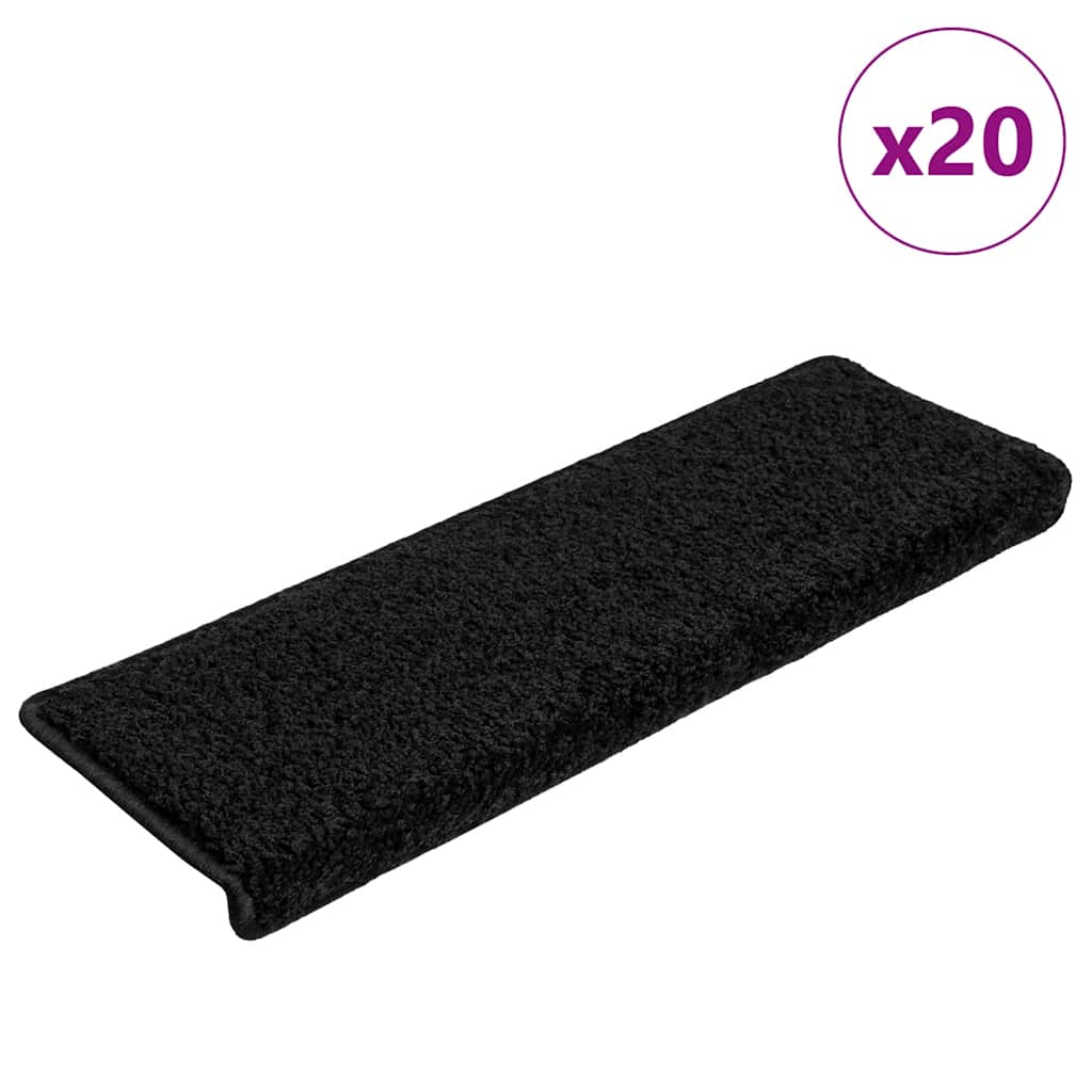 Vidaxl trapmatten 20 st 65x21x4 cm zwart rechthoekige rand