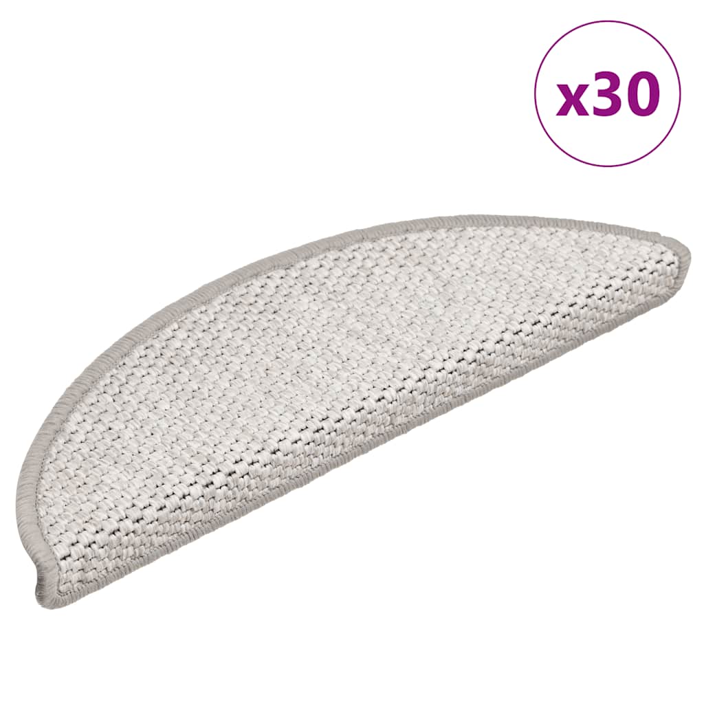 Vidaxl trapmatten zelfklevend sisal-look 30 st 56x17x3 cm platina