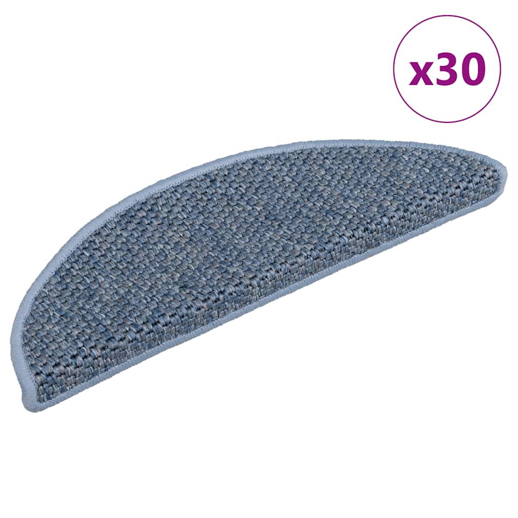 Vidaxl trapmatten zelfklevend sisal-look 30 st 56x17x3 cm blauw