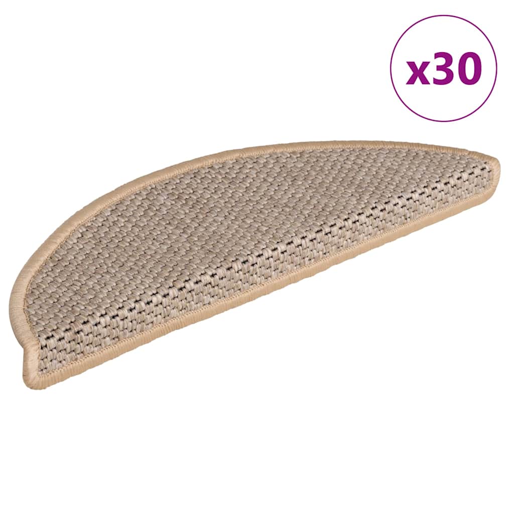 Vidaxl trapmatten zelfklevend sisal-look 30 st 56x17x3 cm lichtbeige